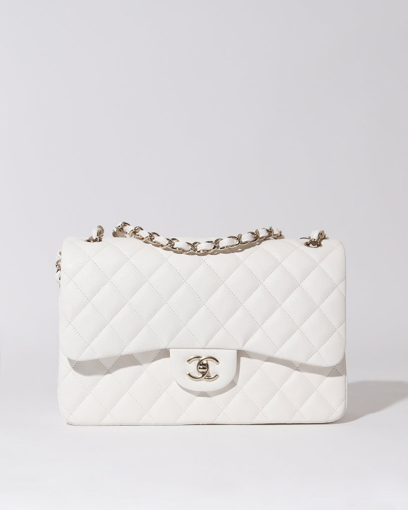 Mini flap bag with top handle Lambskin  goldtone metal white  Fashion   CHANEL